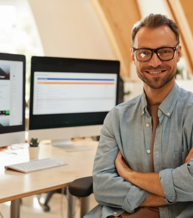 marcus working on software developement in retaros home office